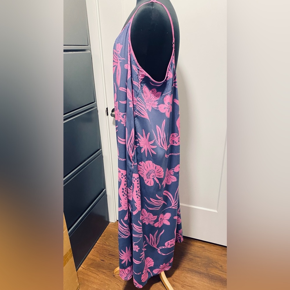 Pink and gray Floral cheetah print Maxi night gown - Picture 2 of 3